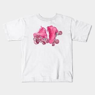 Pink Roller Skates Kids T-Shirt